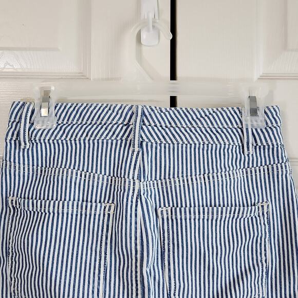 Vintage Maurices Womens Blue White Striped Denim Mini Skirt Size 0 Y2K Engineer - Picture 4 of 11